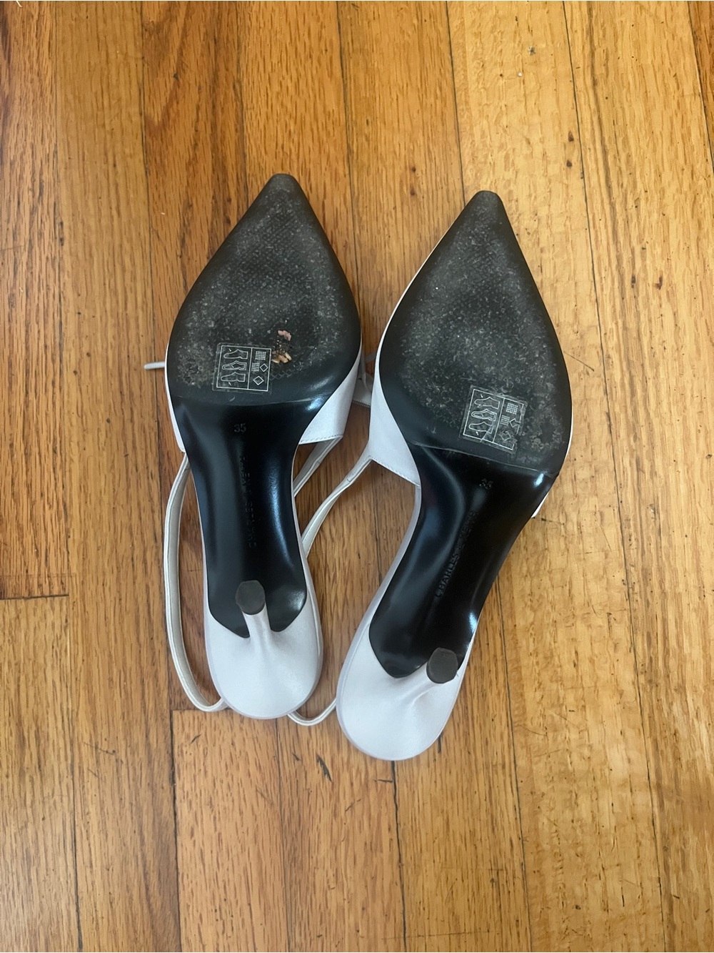 Charles & Keith White Slingback Pointed Heels with Bow Accent - Picture 6 of 6